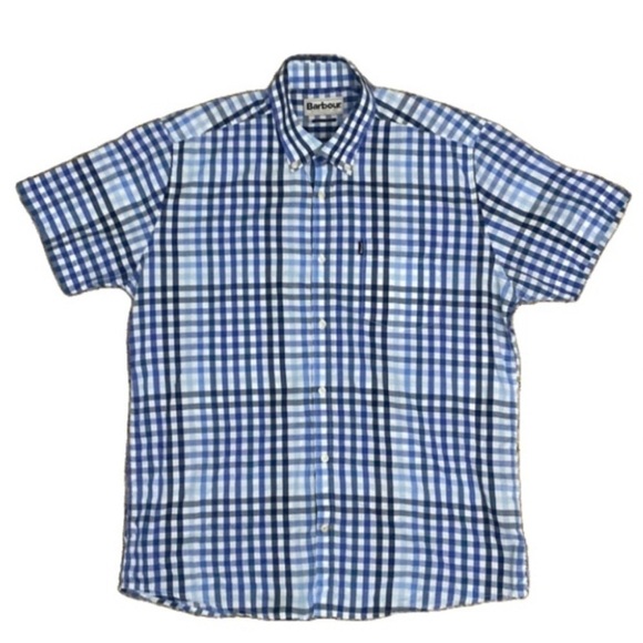 Barbour Short Sleeve Cotton Plaid Button Down Size M - Picture 5 of 13